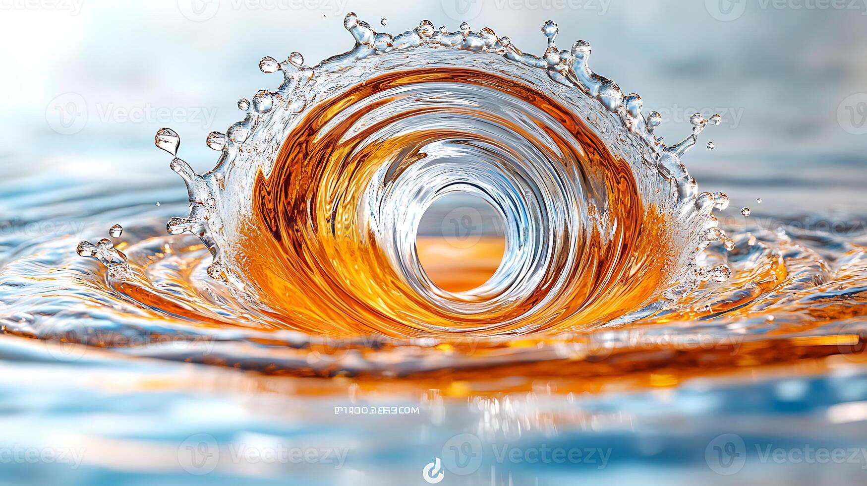 Dynamic Splash of Liquid Forming a Vivid Circular Pattern on Water Surface photo