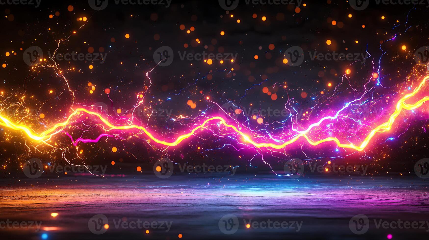 Dynamic Neon Lightning Effects on a Vibrant Electric Background photo