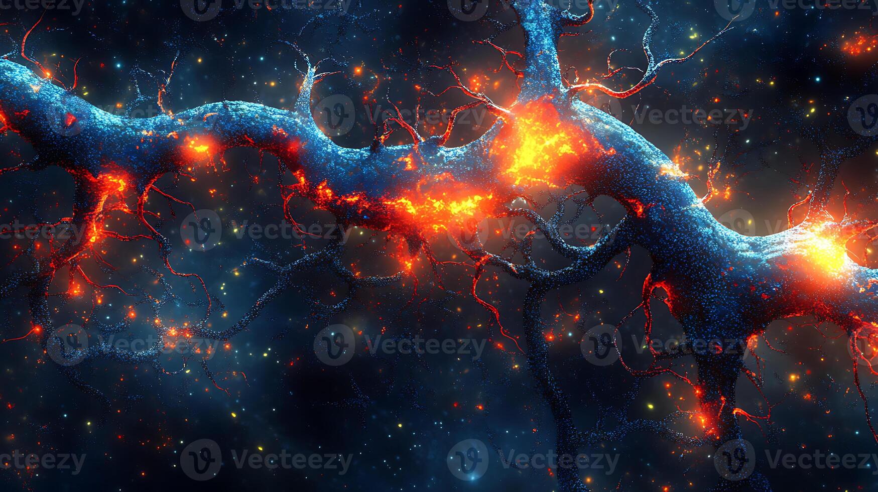 Abstract Neural Network Representation With Brightly Illuminated Nodes and Connections photo