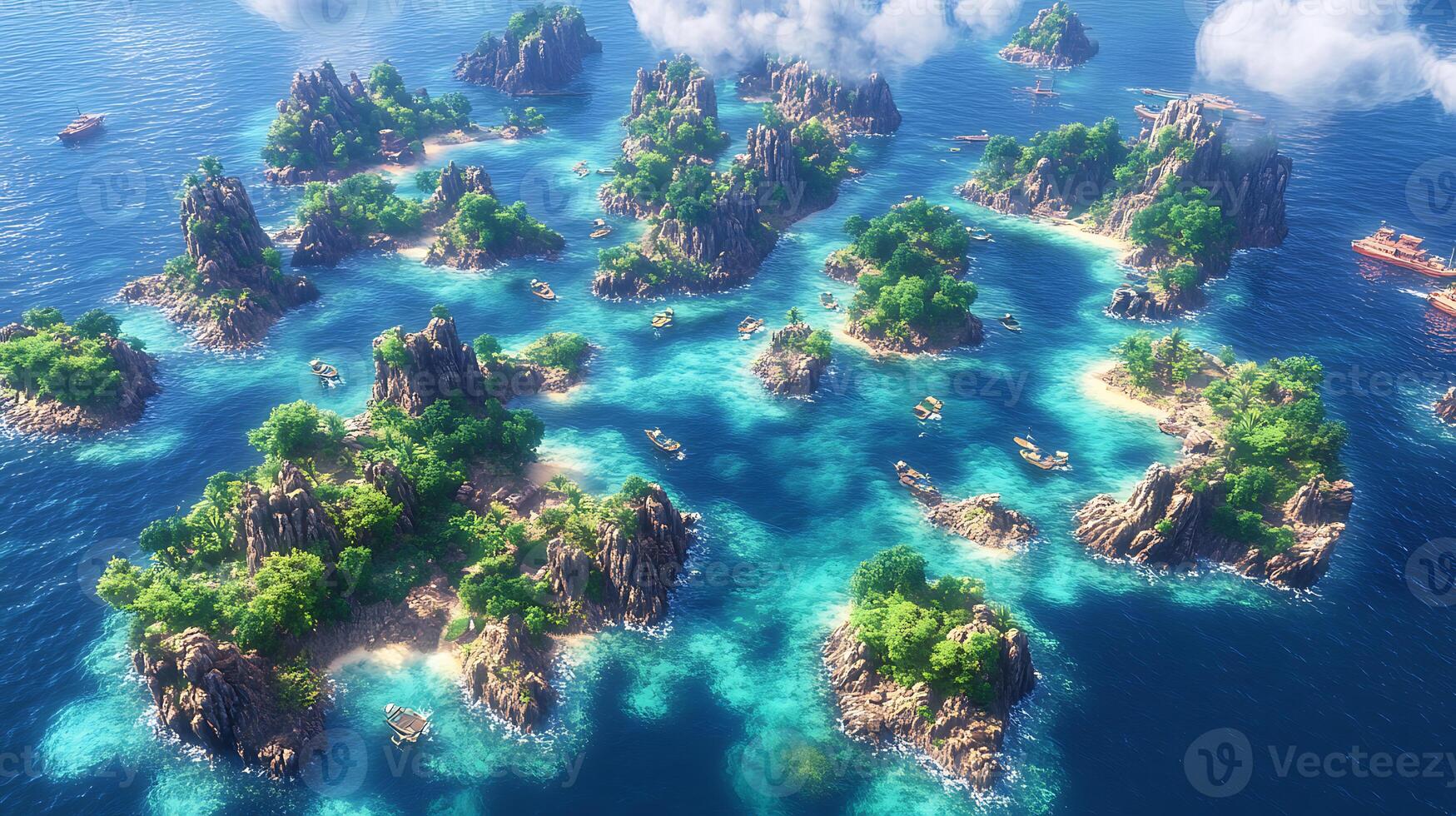 Aerial View of Serene Tropical Islands in Turquoise Waters photo