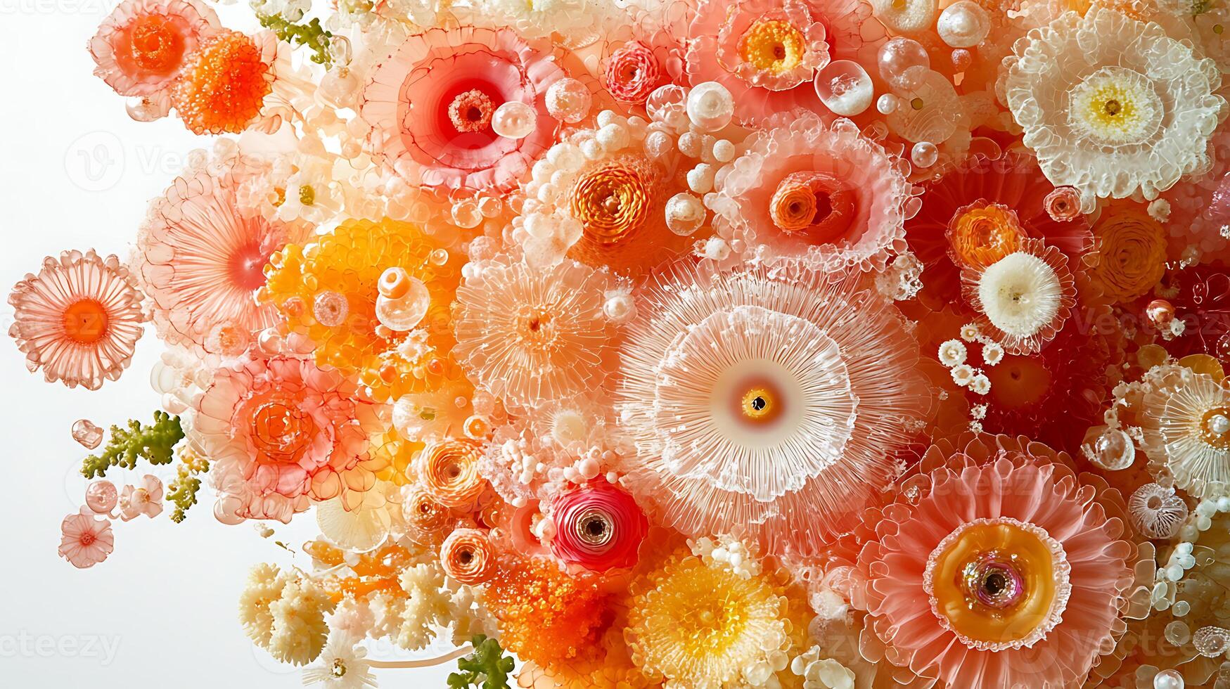 Vibrant Abstract Coral and Glass-Like Structures in Artistic Composition photo