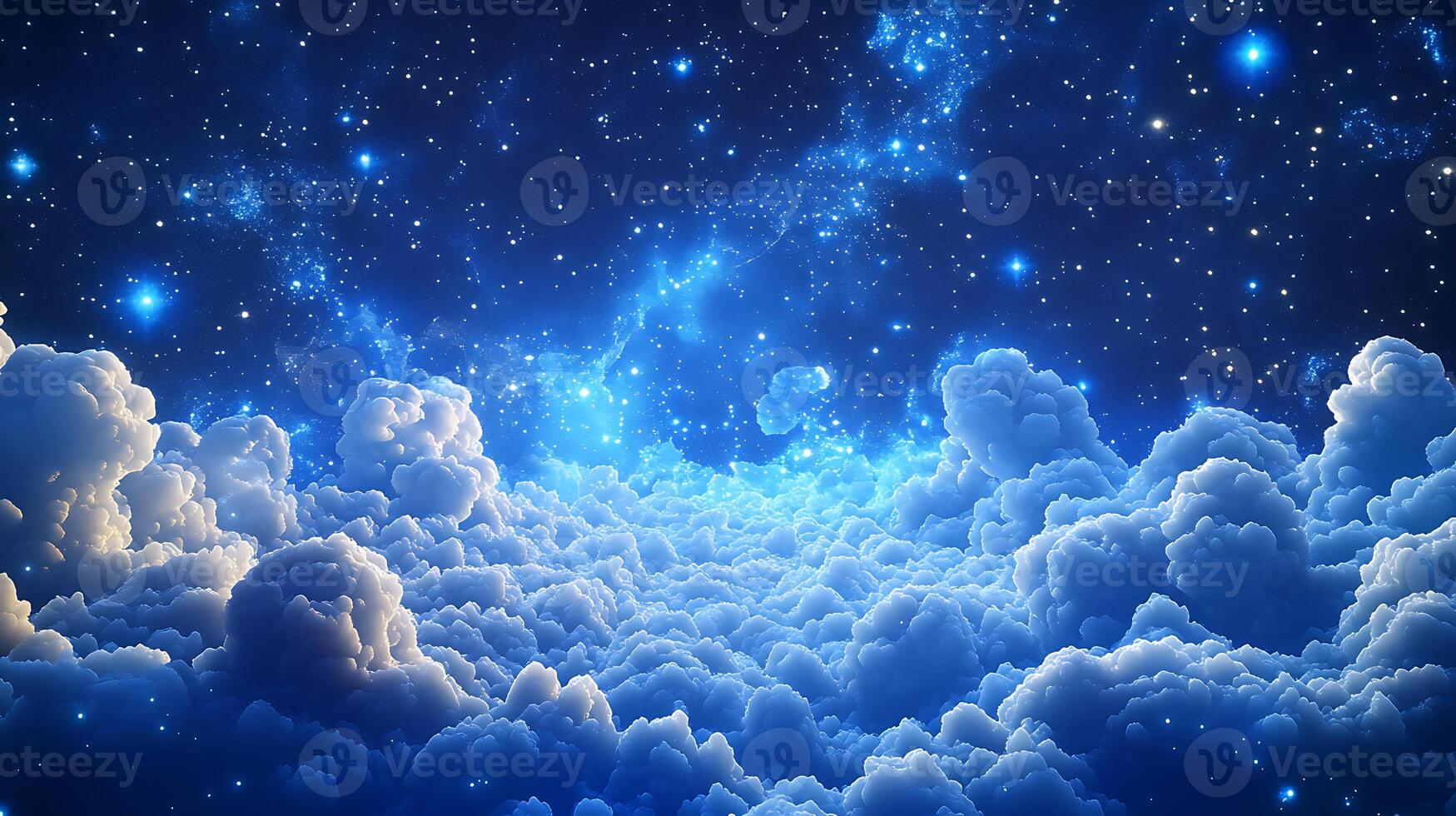 Fantasy Sky With Clouds and Sparkling Starry Night Scene photo