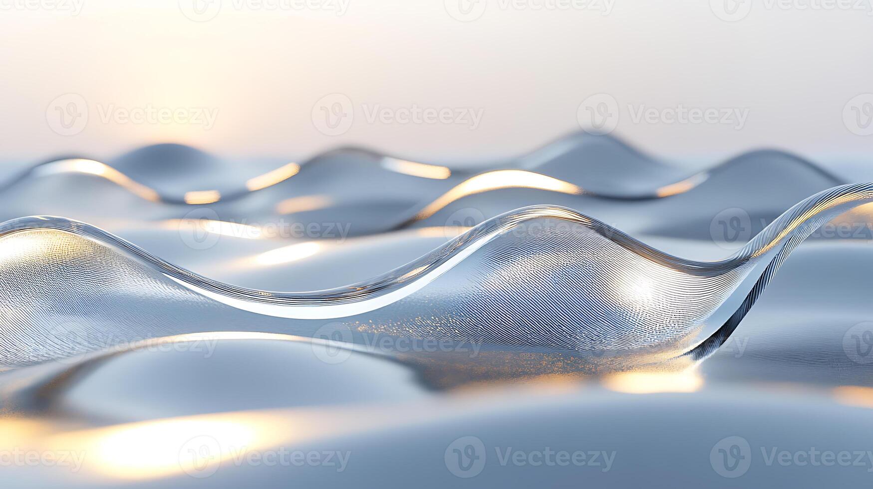Abstract Glass-Like Waves Reflecting Soft Light in Minimalist Setting photo