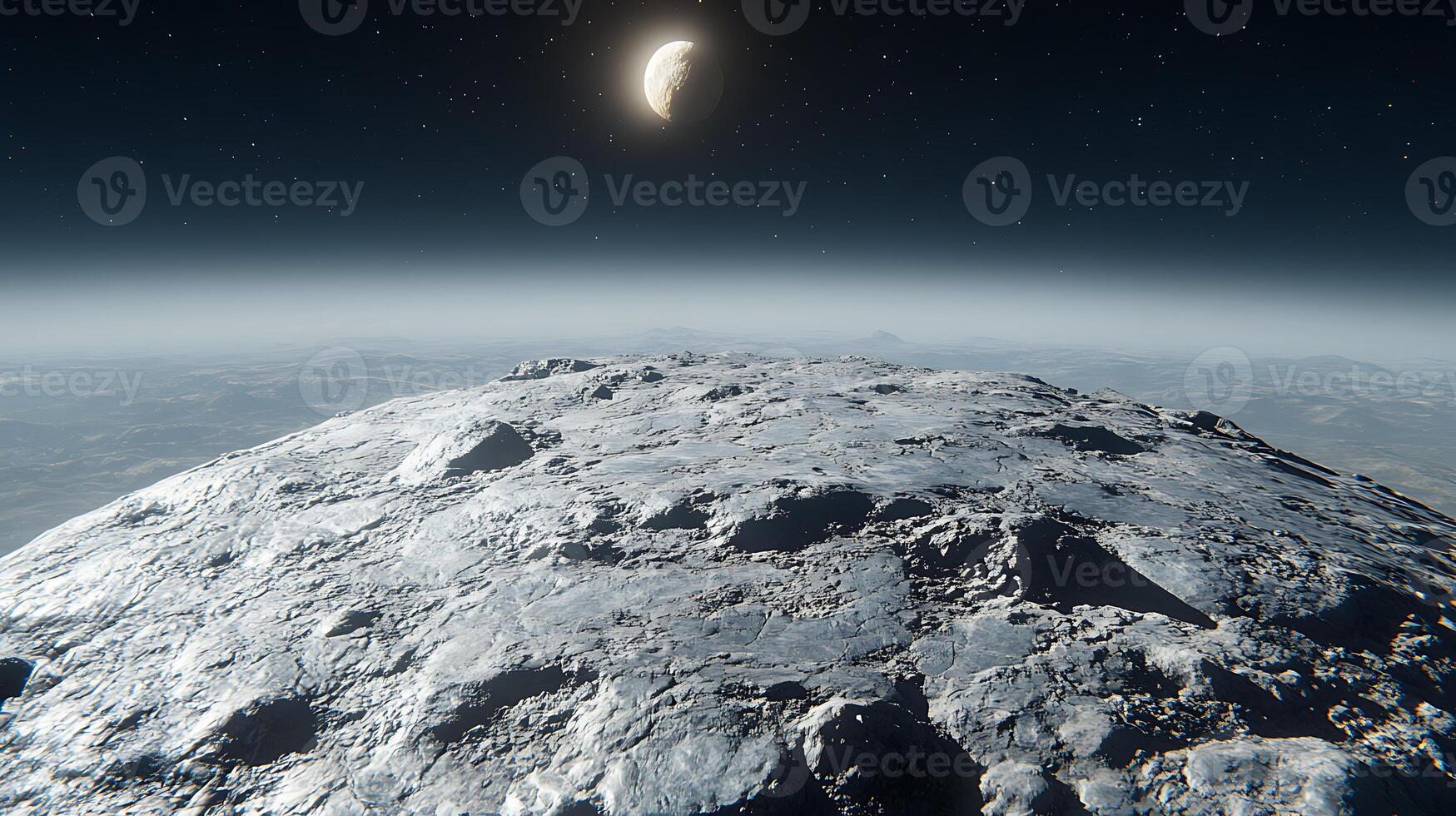 Beautiful View of Lunar Surface Illuminated Under a Starry Night Sky photo