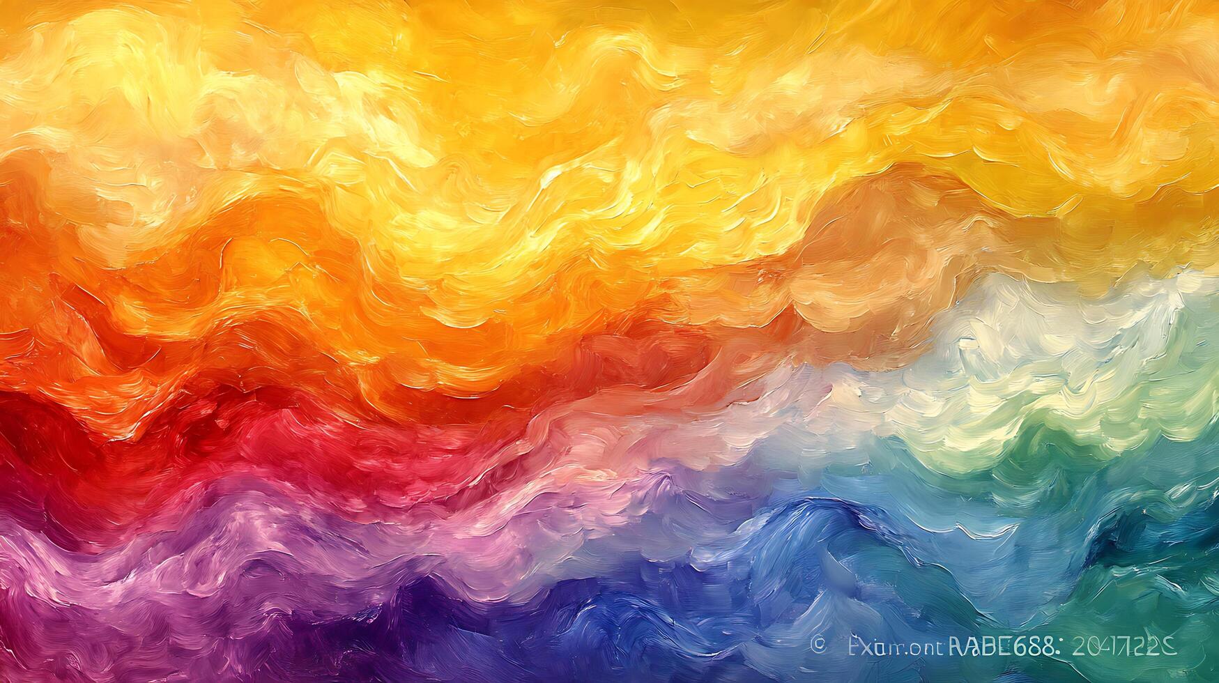Vibrant Abstract Painting of Colorful Waves in Warm and Cool Tones photo