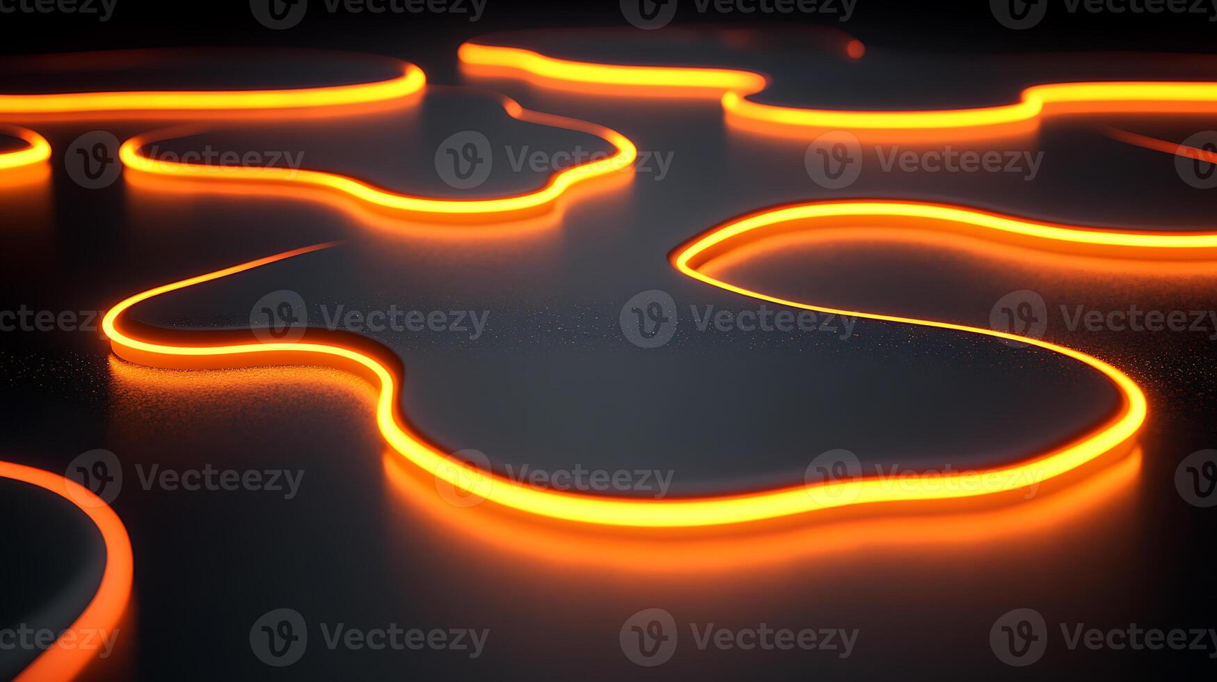 Abstract Glowing Orange Neon Light on Dark Surface photo