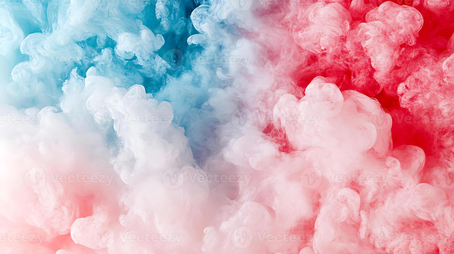 Abstract Swirling Red and Blue Ink in Ethereal Cloud Form photo