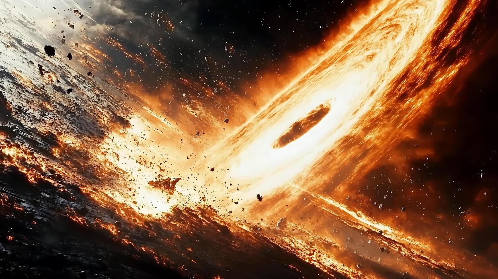 Fiery Cosmic Explosion Surrounding a Central Celestial Phenomenon Depicting Astral Energies photo