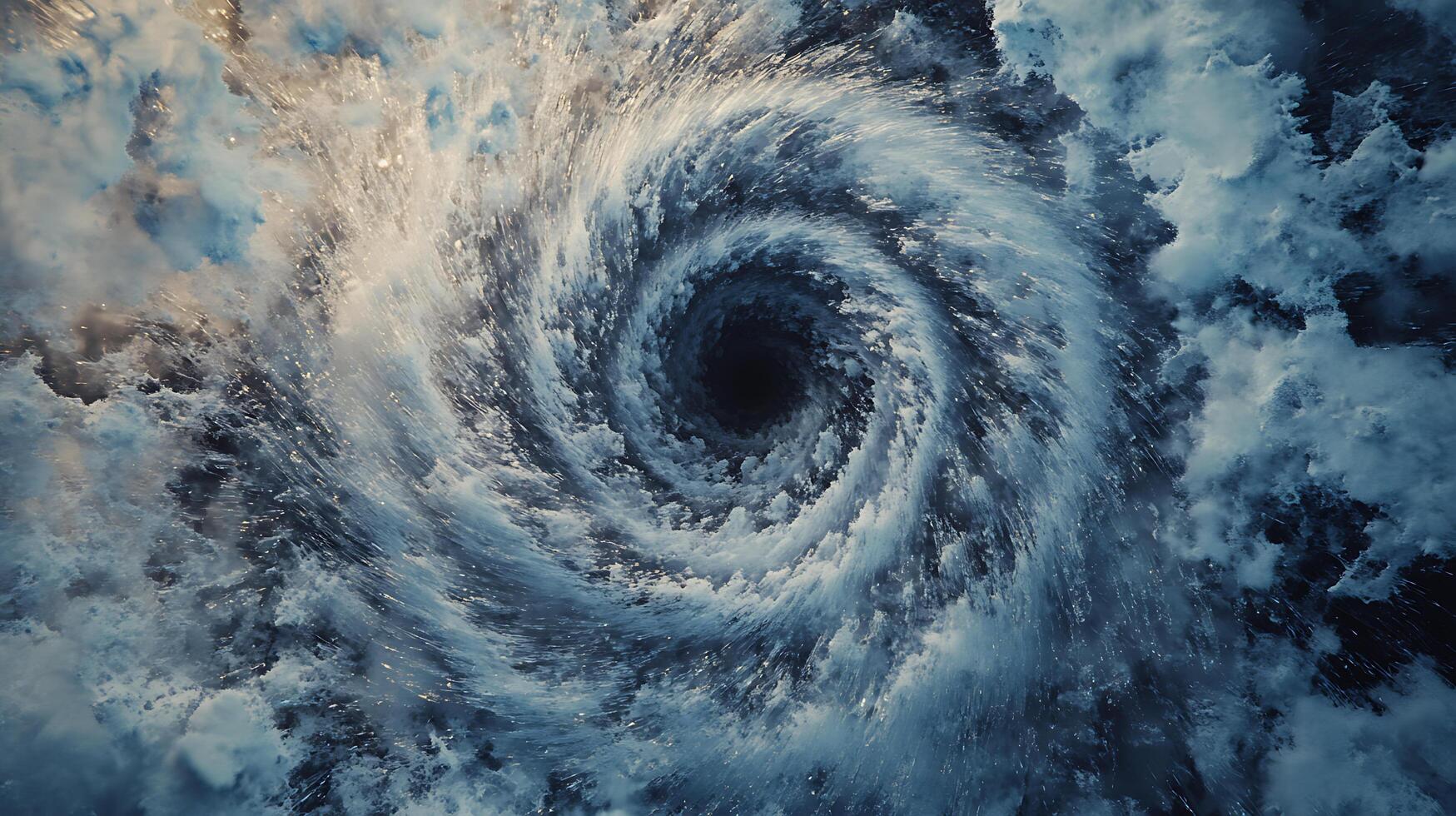 Dynamic Aerial View of a Large Whirlwind Forming Over the Ocean Surface photo