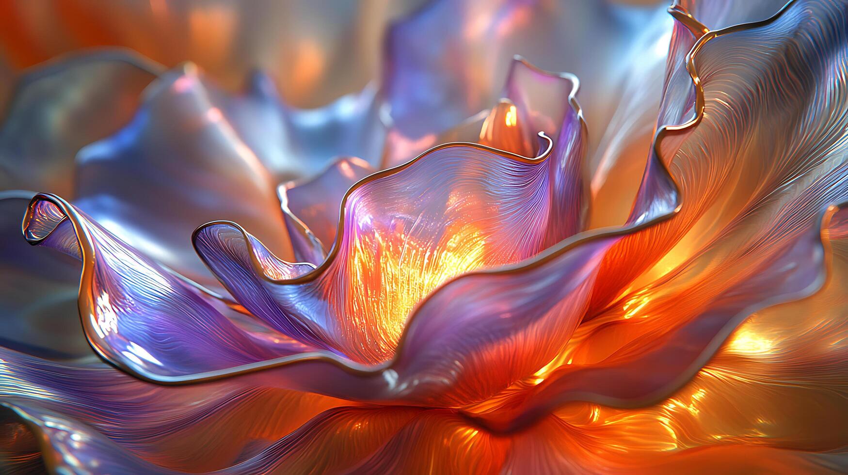 Abstract Digital Artwork of Glowing Translucent Petals with Vivid Colors photo
