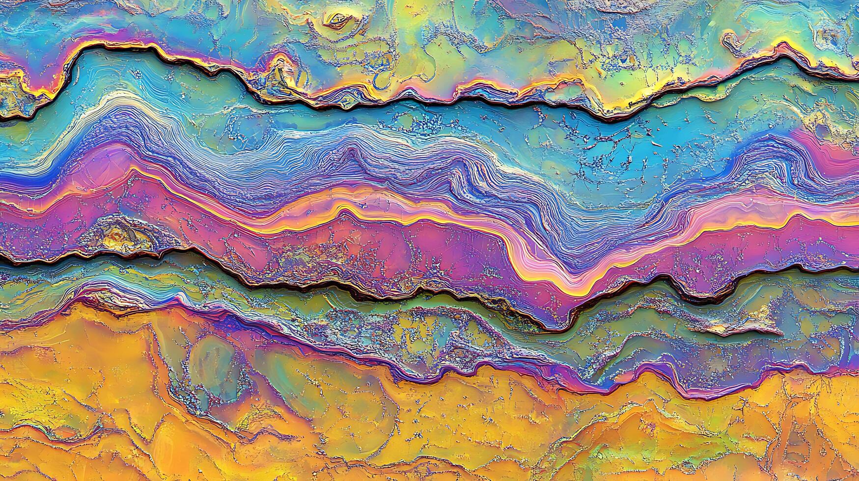 Vivid Abstract Landscape with Layered Colors and Textured Patterns photo
