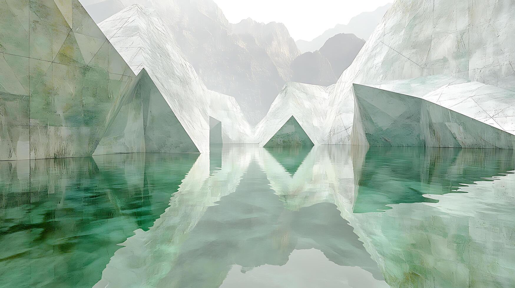 Hypnotic Display of Glacial Peaks and Turquoise Reflections photo