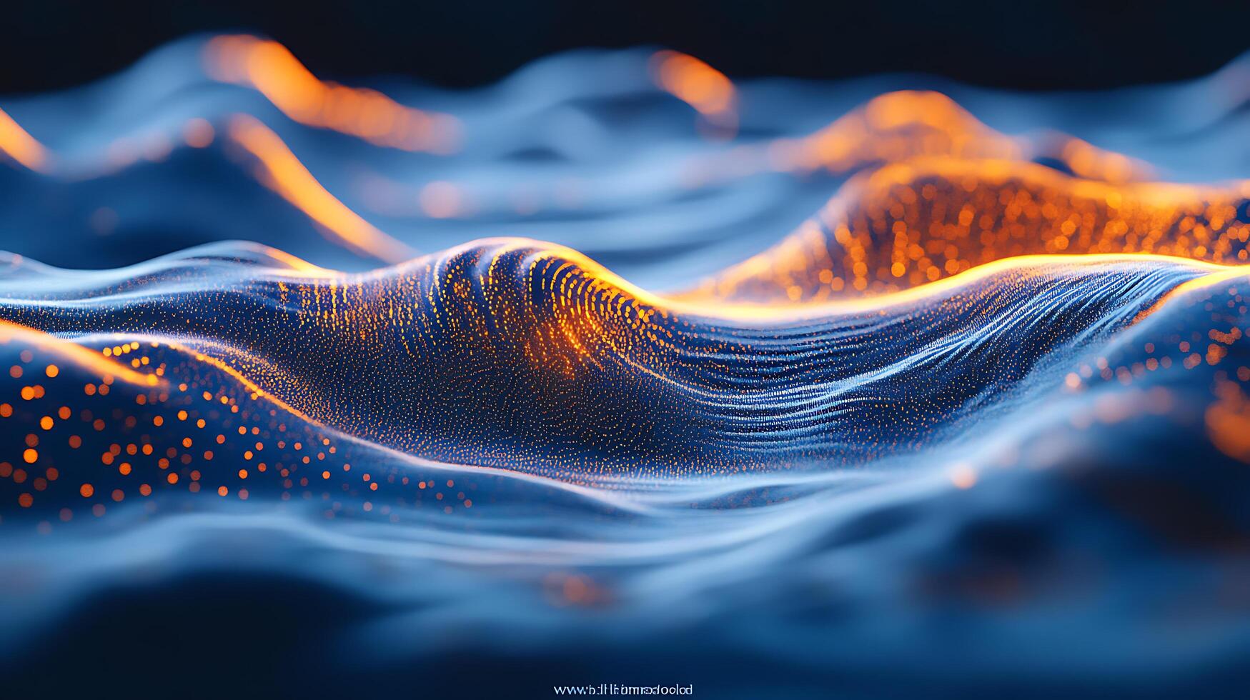 Abstract Waves of Glowing Particles in Blue and Orange Lighting photo
