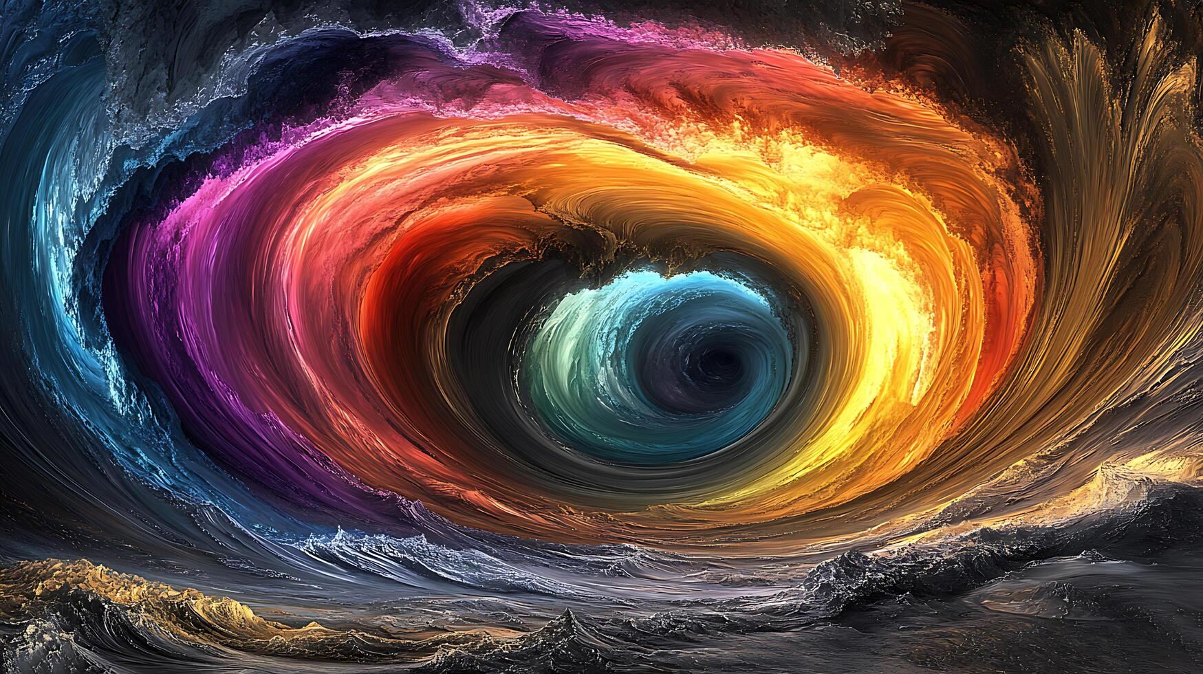 Vibrant Swirling Rainbow Vortex with Mesmerizing Abstract Details photo