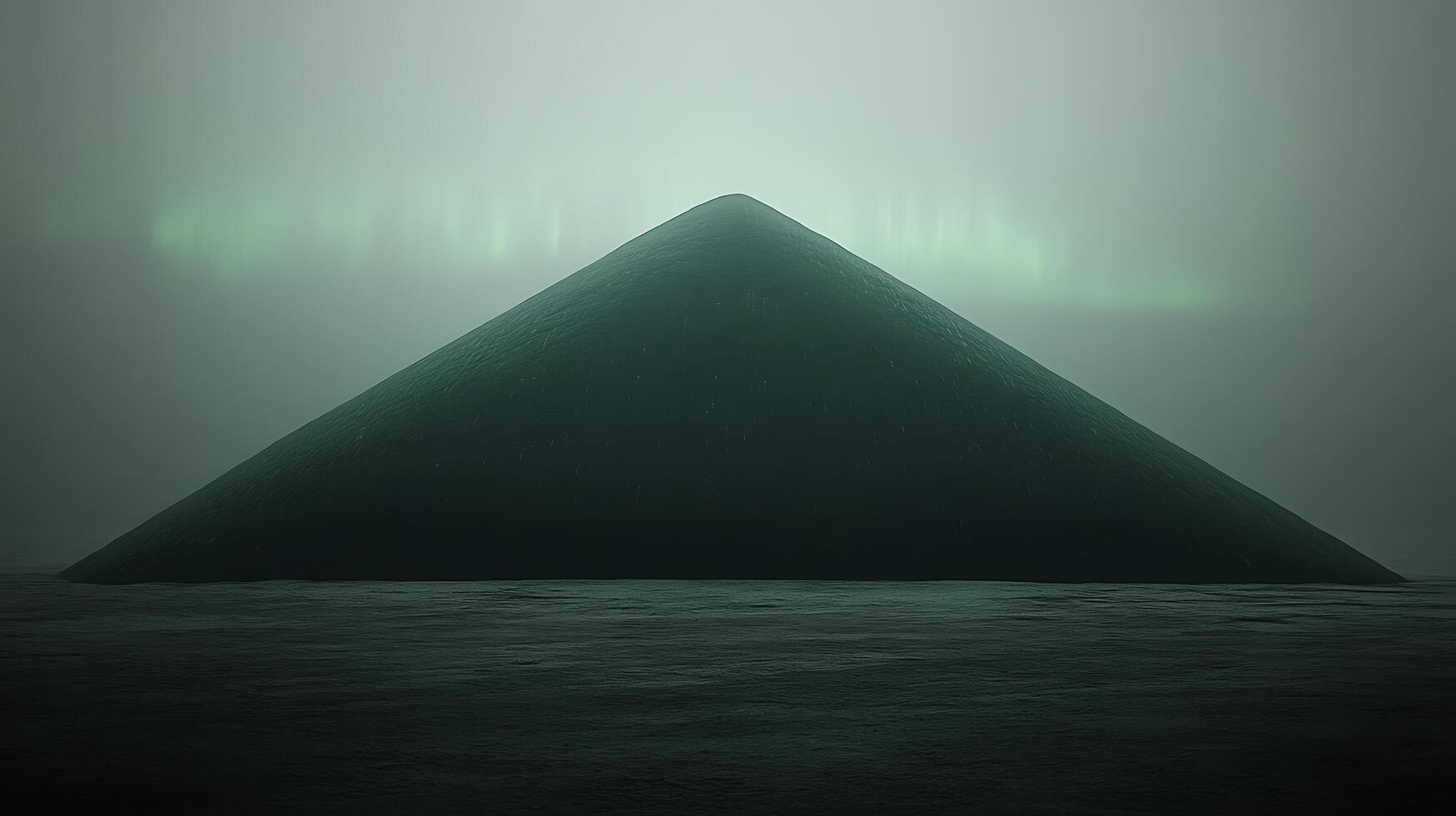 Abstract Pyramid Surrounded by Fog With Low Light Atmospheric Ambiance photo