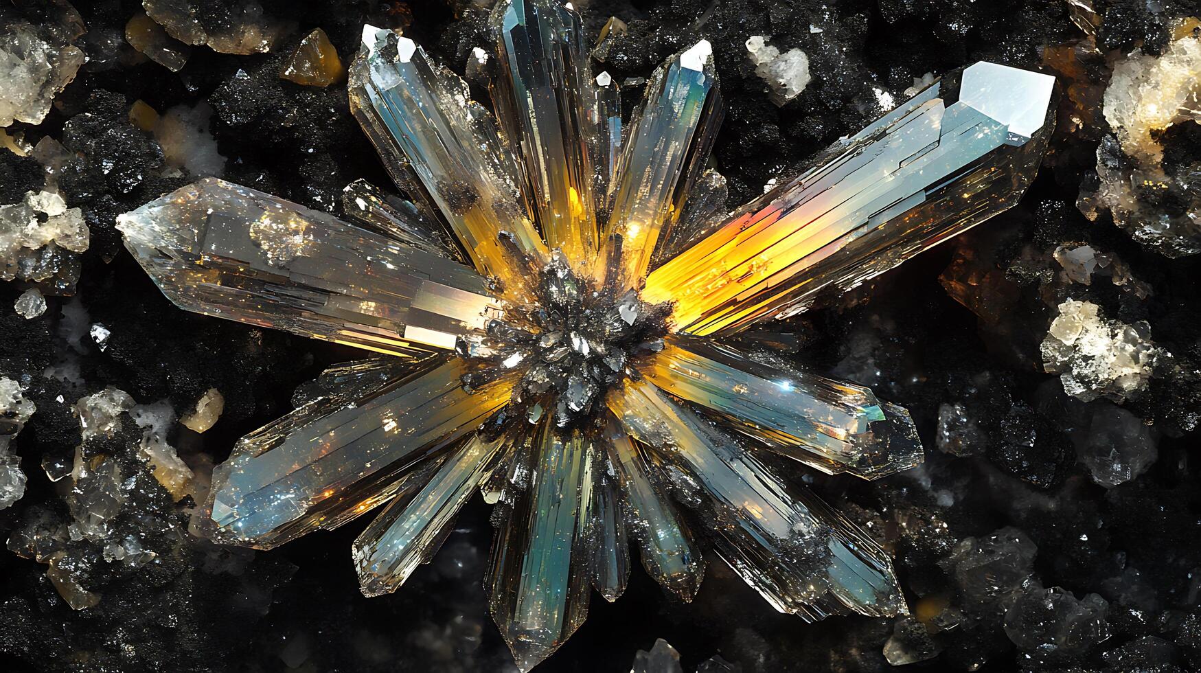 Mesmerizing Mineral Crystal Formation with Brilliant Colors in Detailed Macro View photo