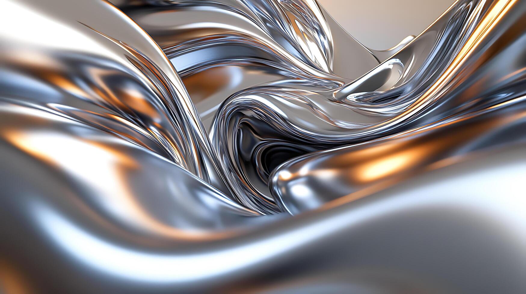 Abstract Metallic Liquid Swirl With Reflections and Light Patterns photo