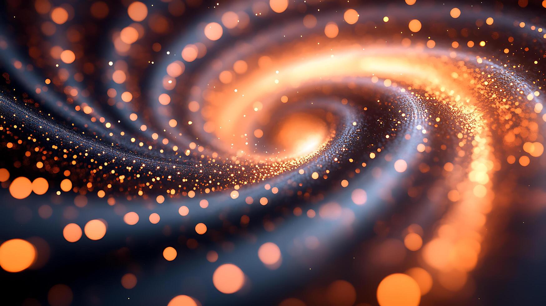 Spiral Motion of Bright Abstract Particles and Light Effects photo