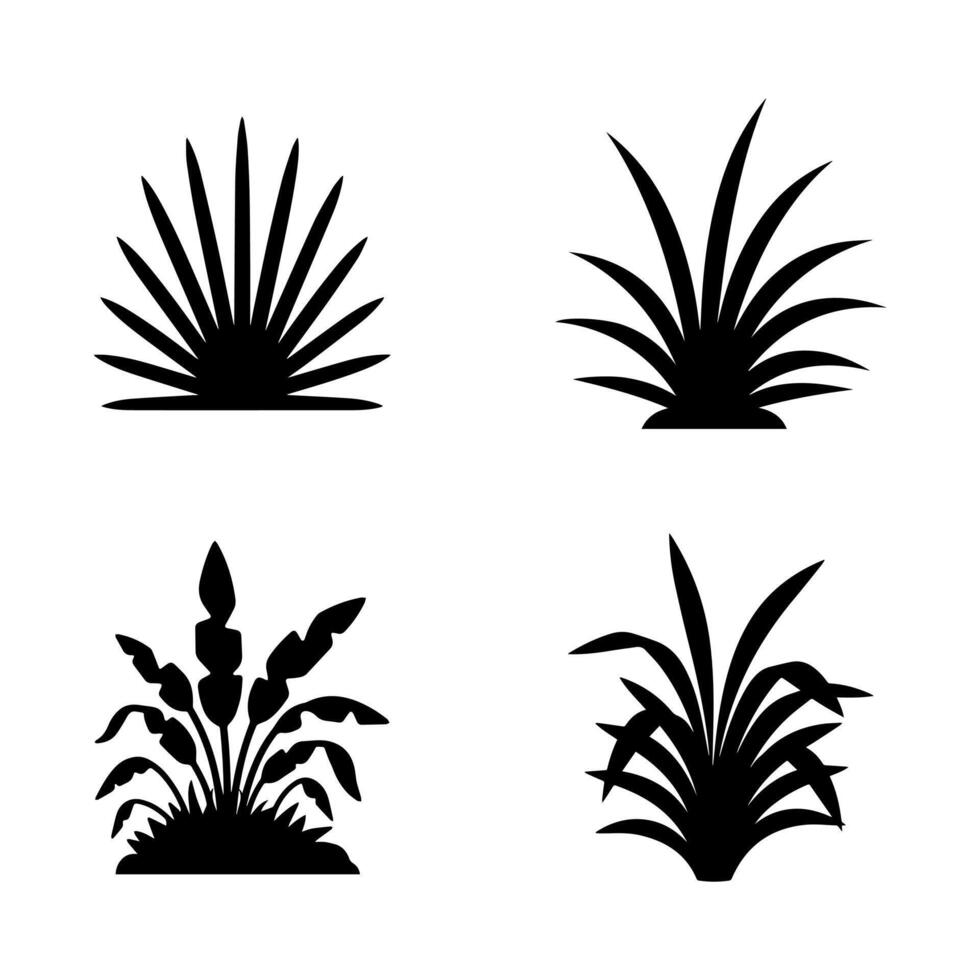 Four silhouettes of plants on a white background vector
