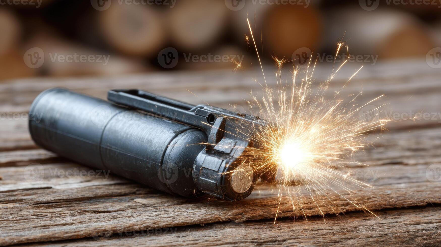 A sparkler is on top of a metal can photo