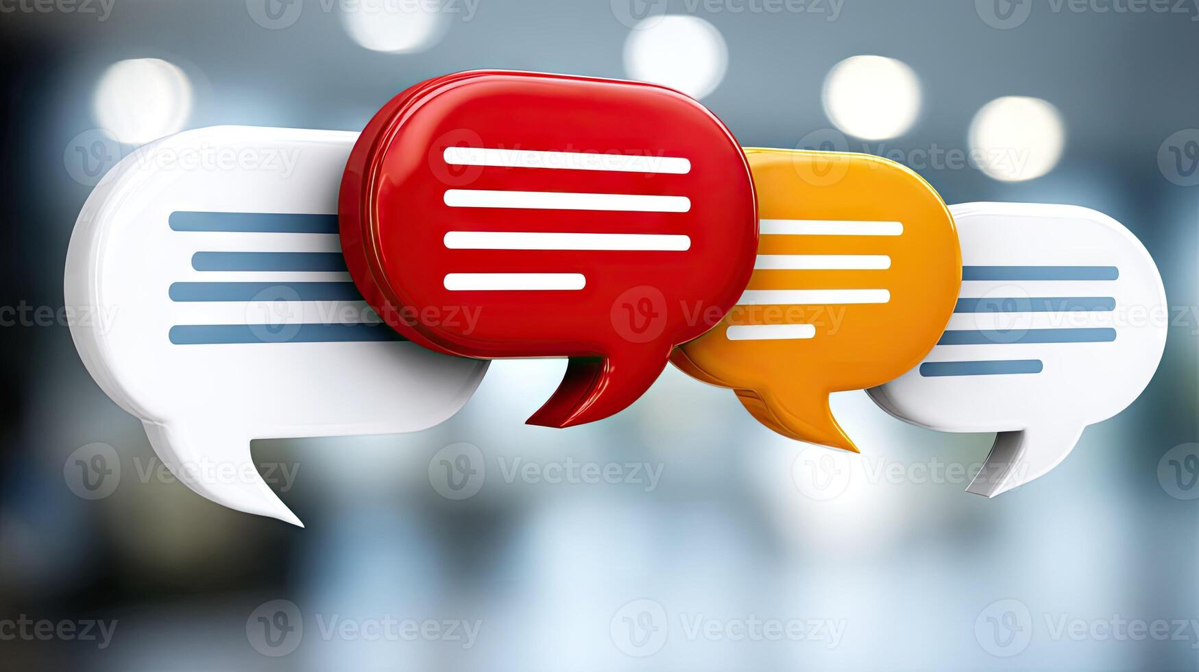 Three speech bubbles with different colors photo