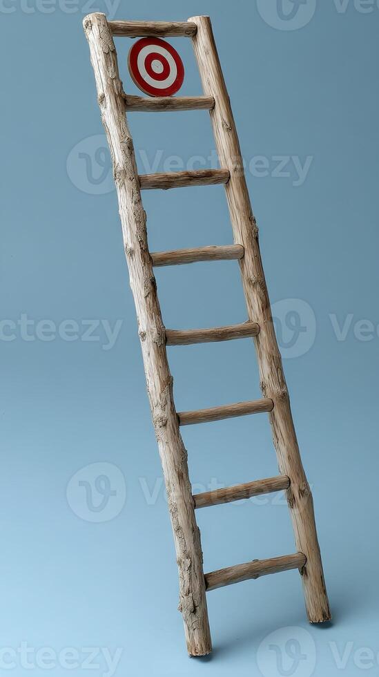 A ladder with a target on top of it photo