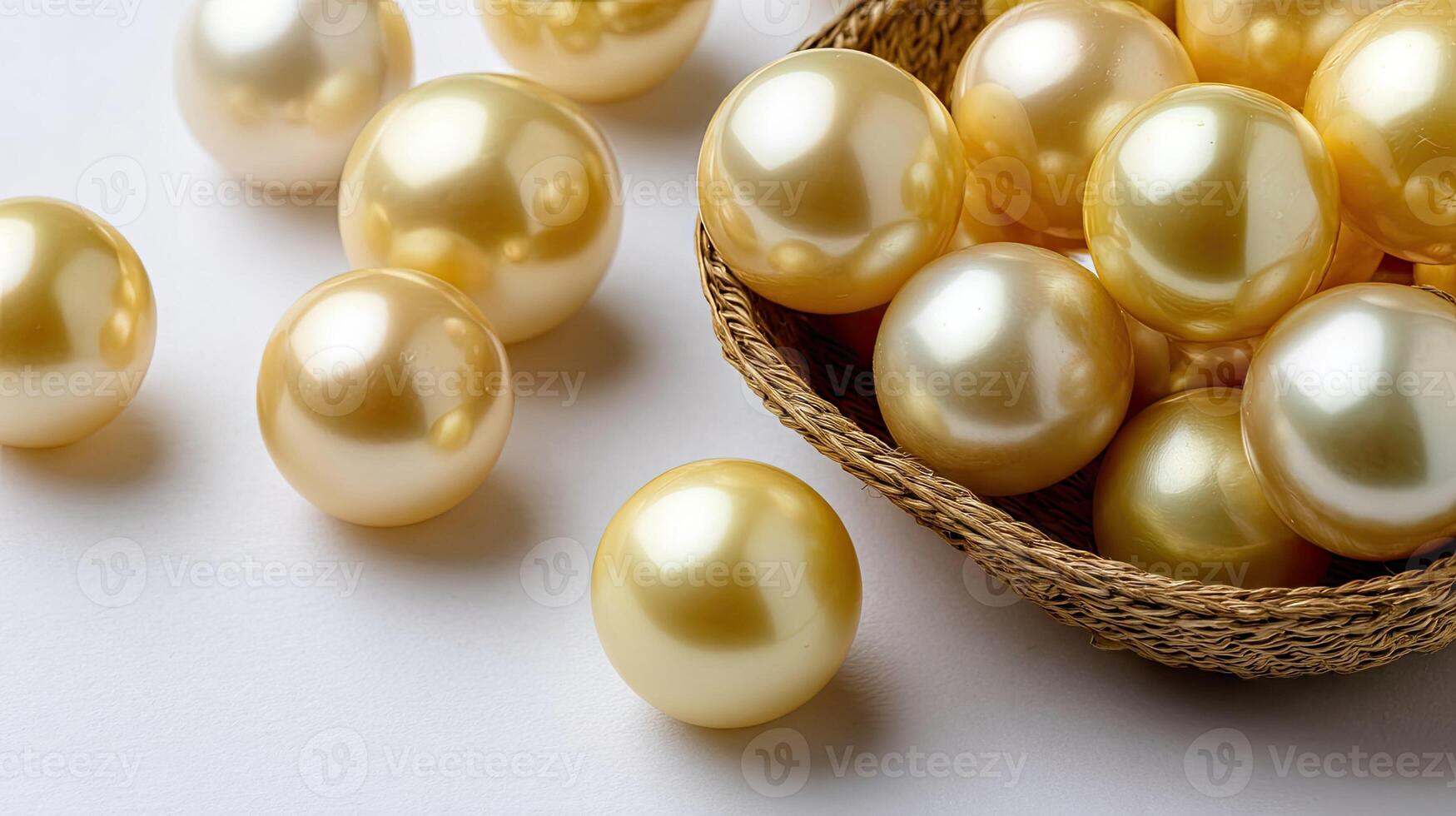 A basket filled with golden pearls photo
