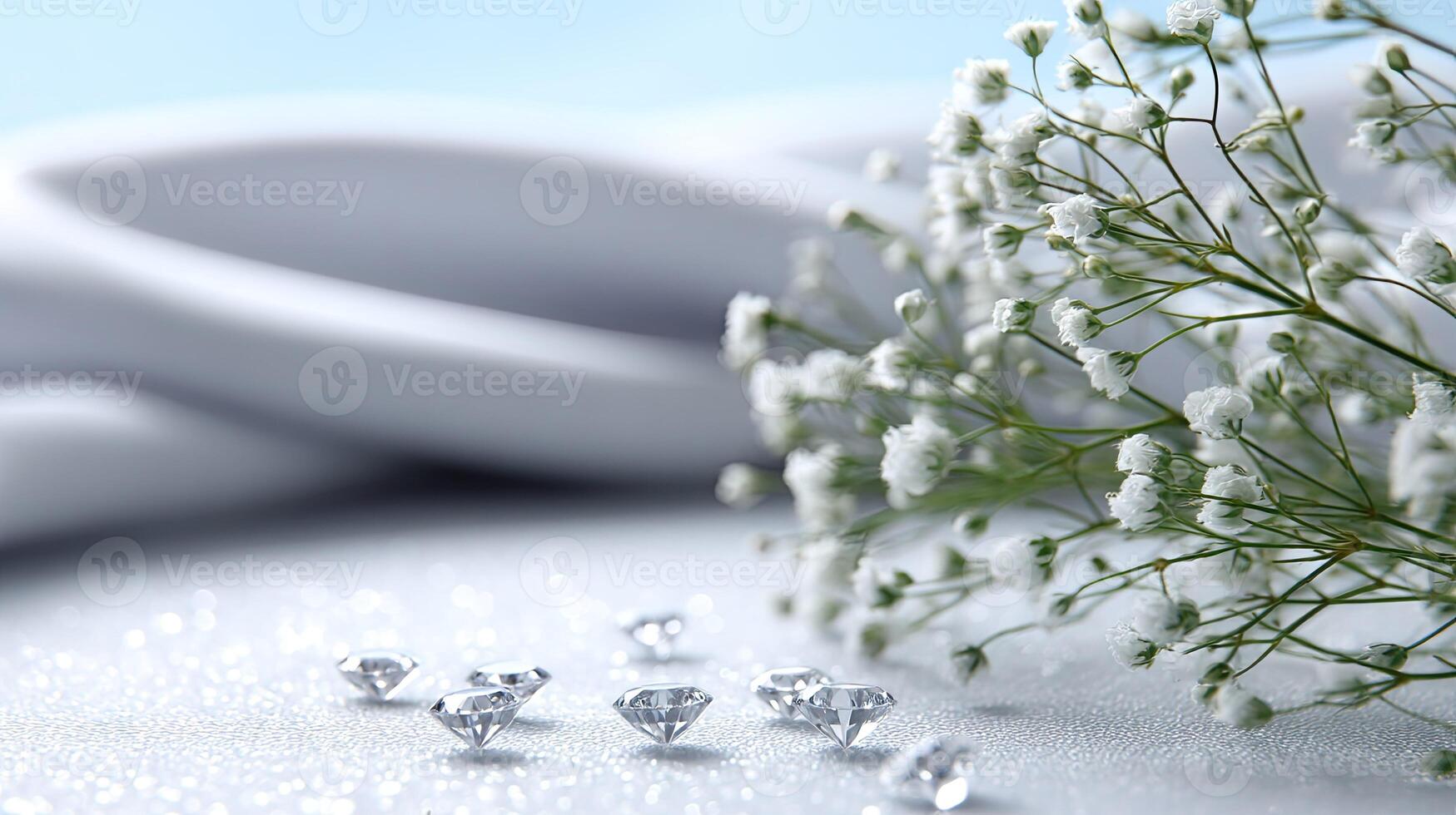 A bouquet of white flowers and diamonds photo