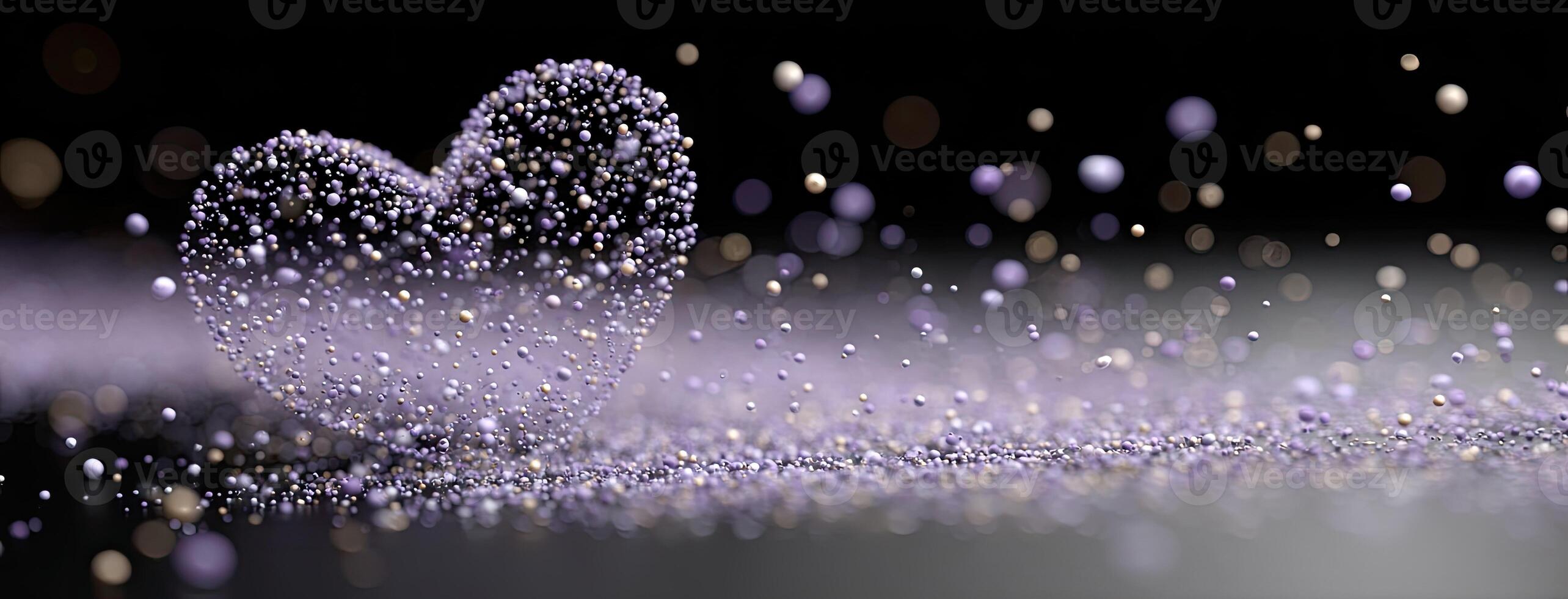 A heart shaped object made of glitter on a black background photo