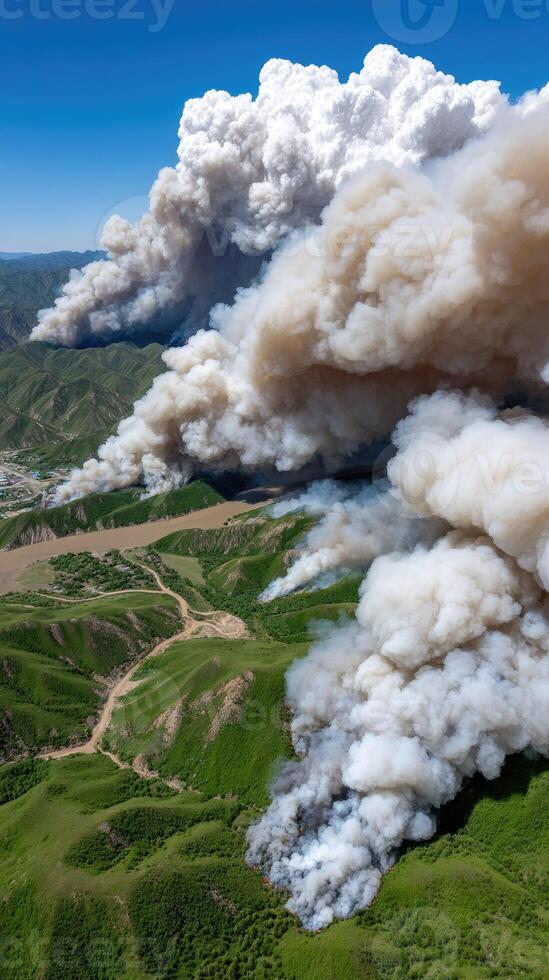 A large plume of smoke photo