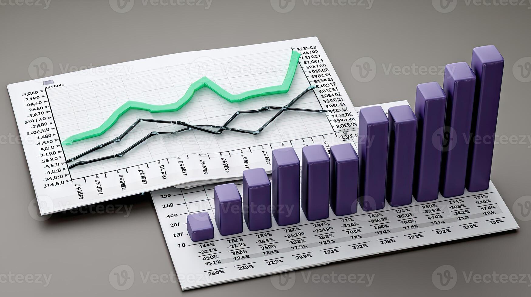 A graph chart and a business report photo