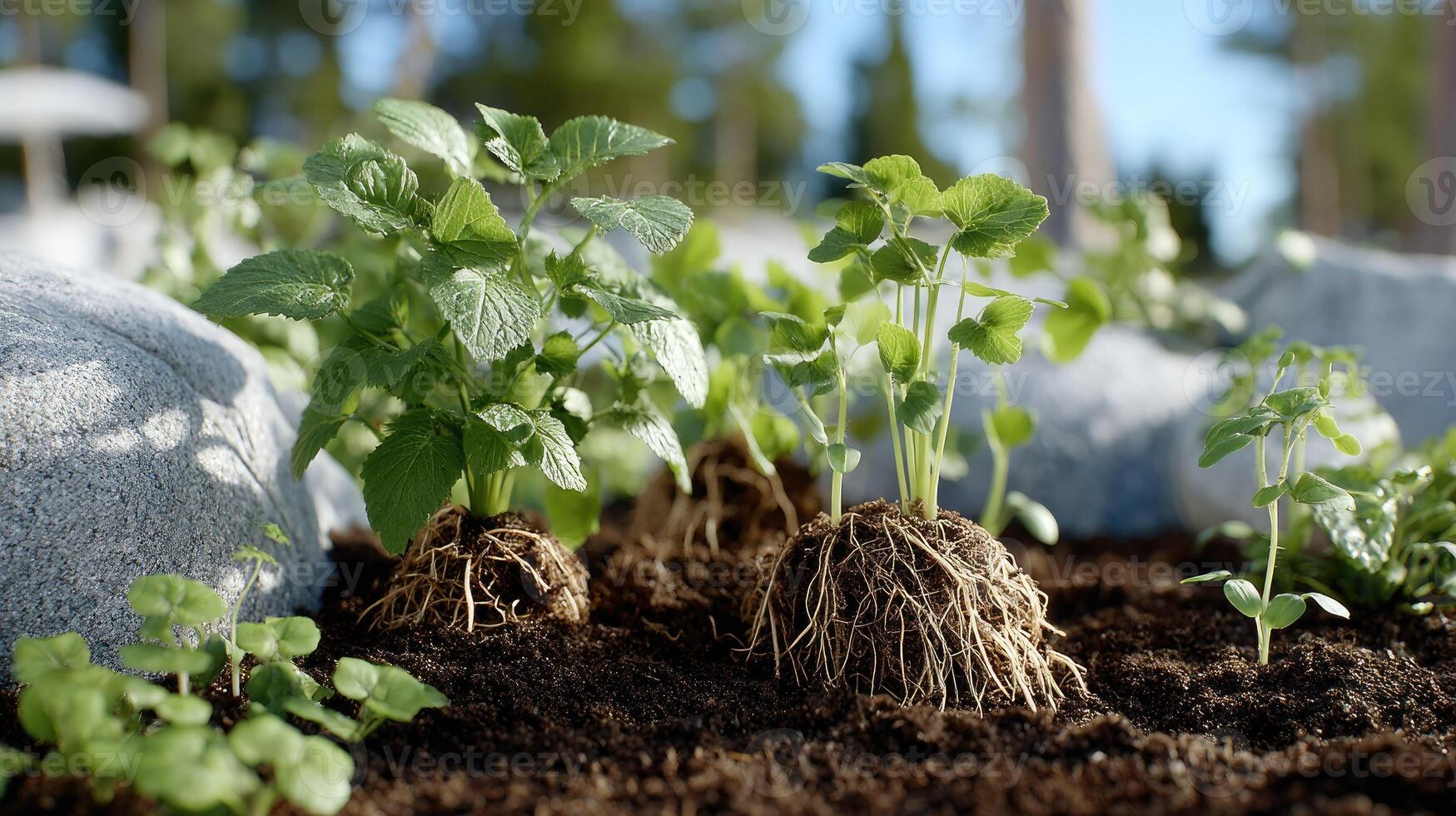 A garden with plants growing out of the ground photo