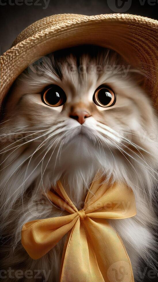A cat wearing a hat photo