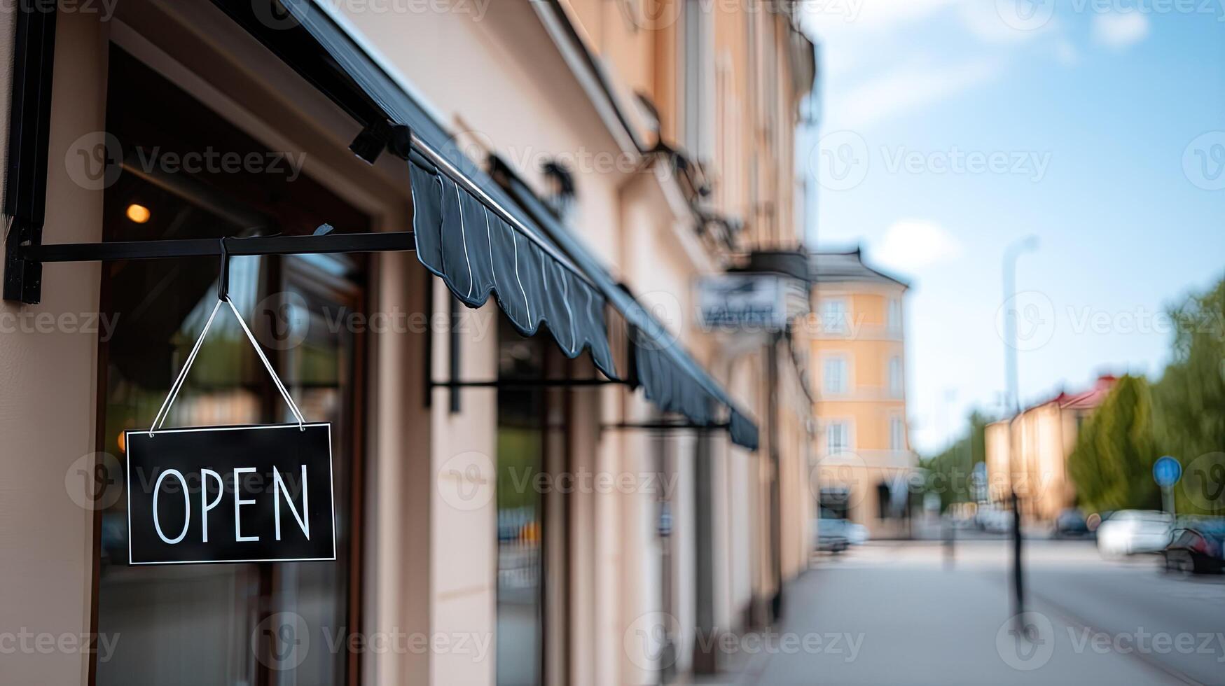 Open sign on a storefront photo
