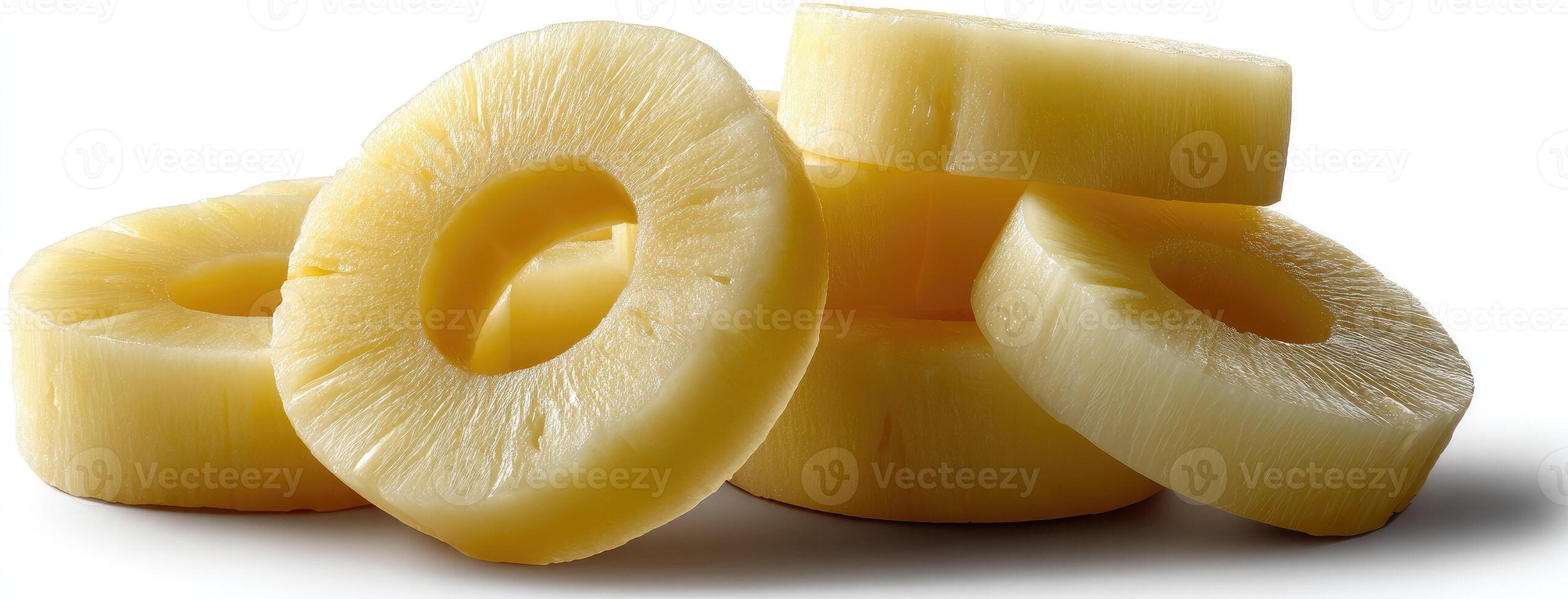 Pineapple slices are cut into slices photo
