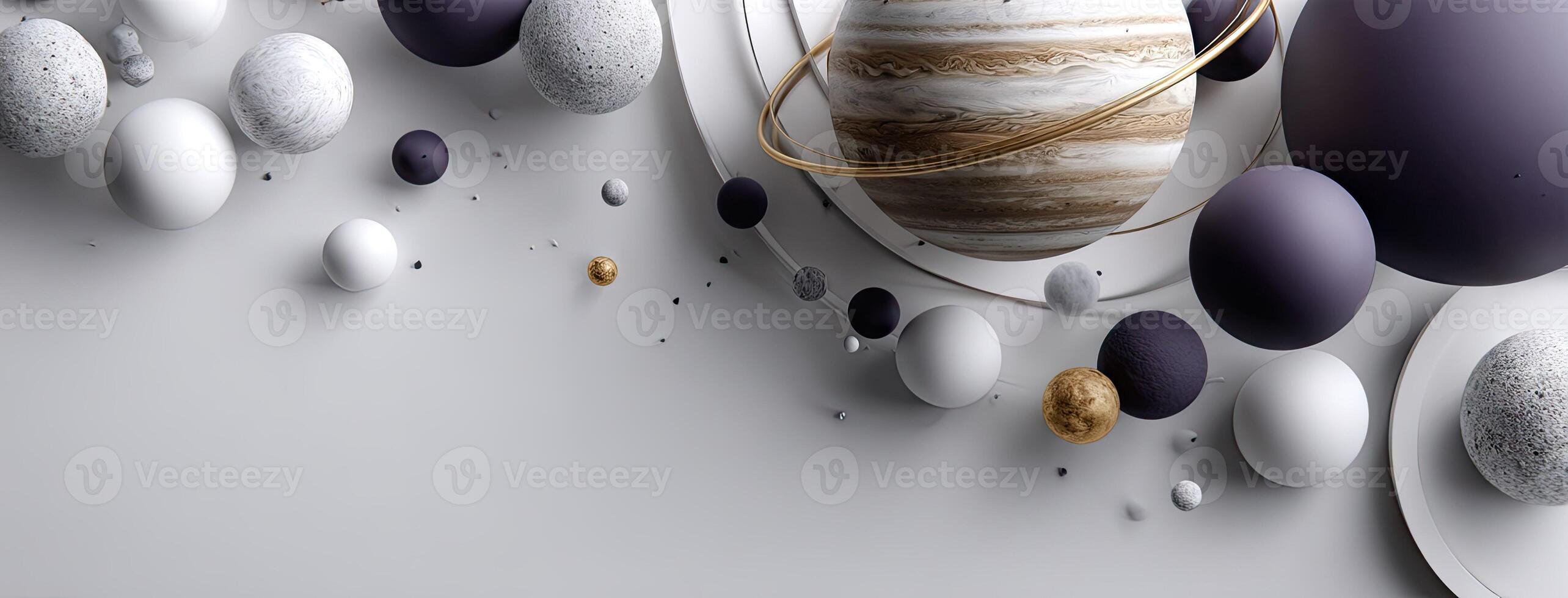 A group of planets and other objects are arranged in a circle photo