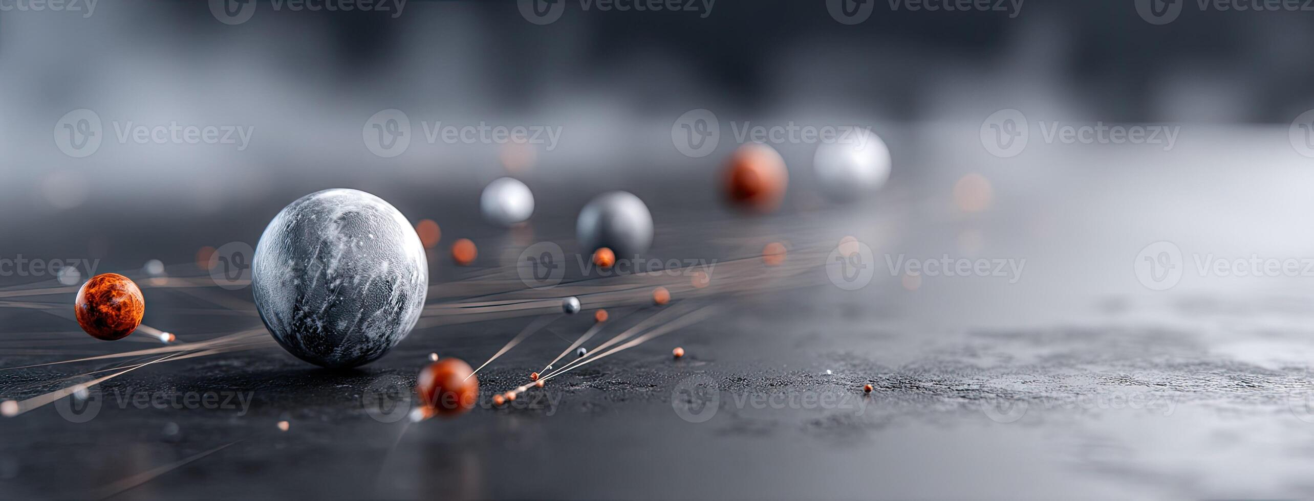 A group of balls and dots on a surface photo