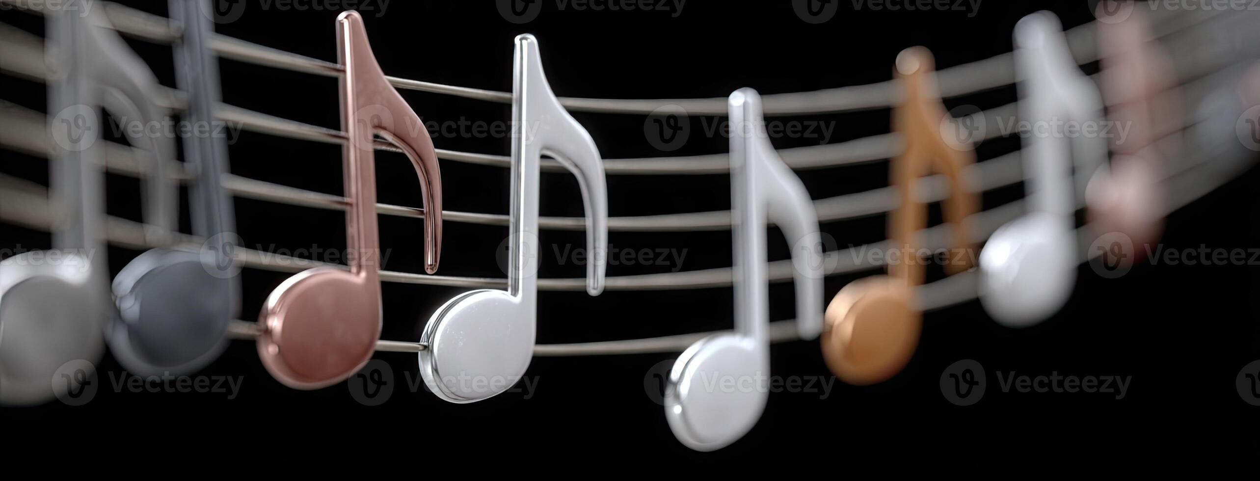 A group of musical notes hanging from a wire photo