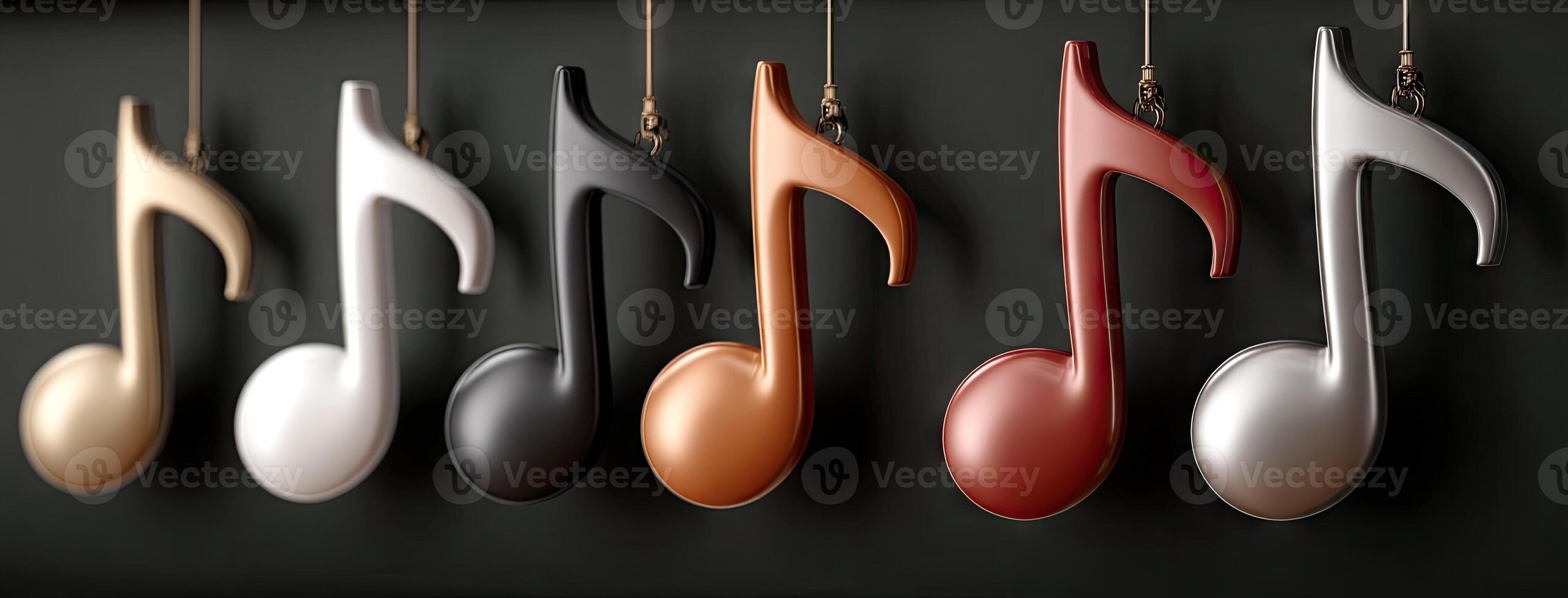 A group of musical notes hanging from a string photo