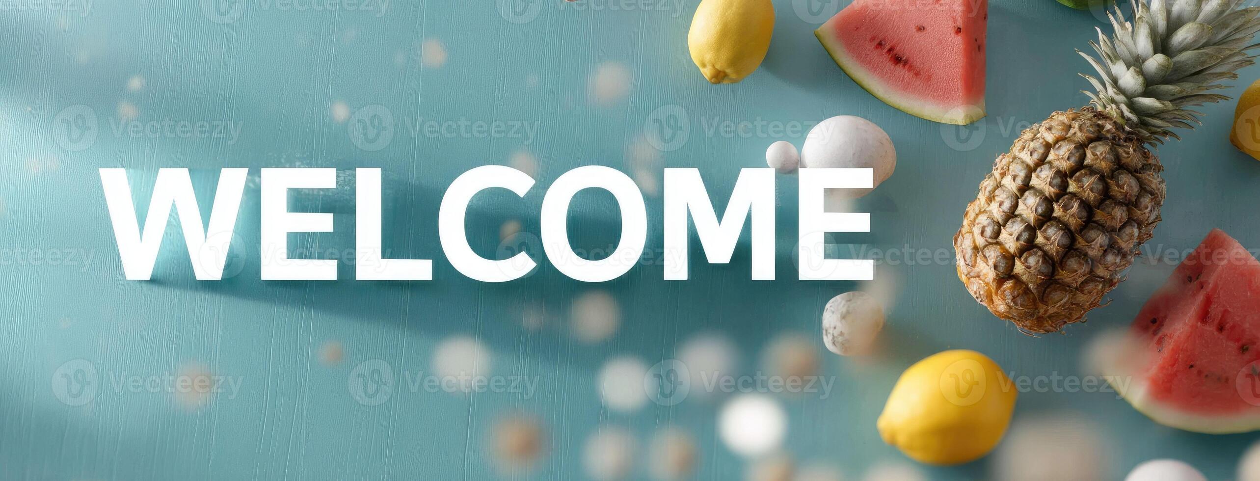 Welcome text on a colorful background photo