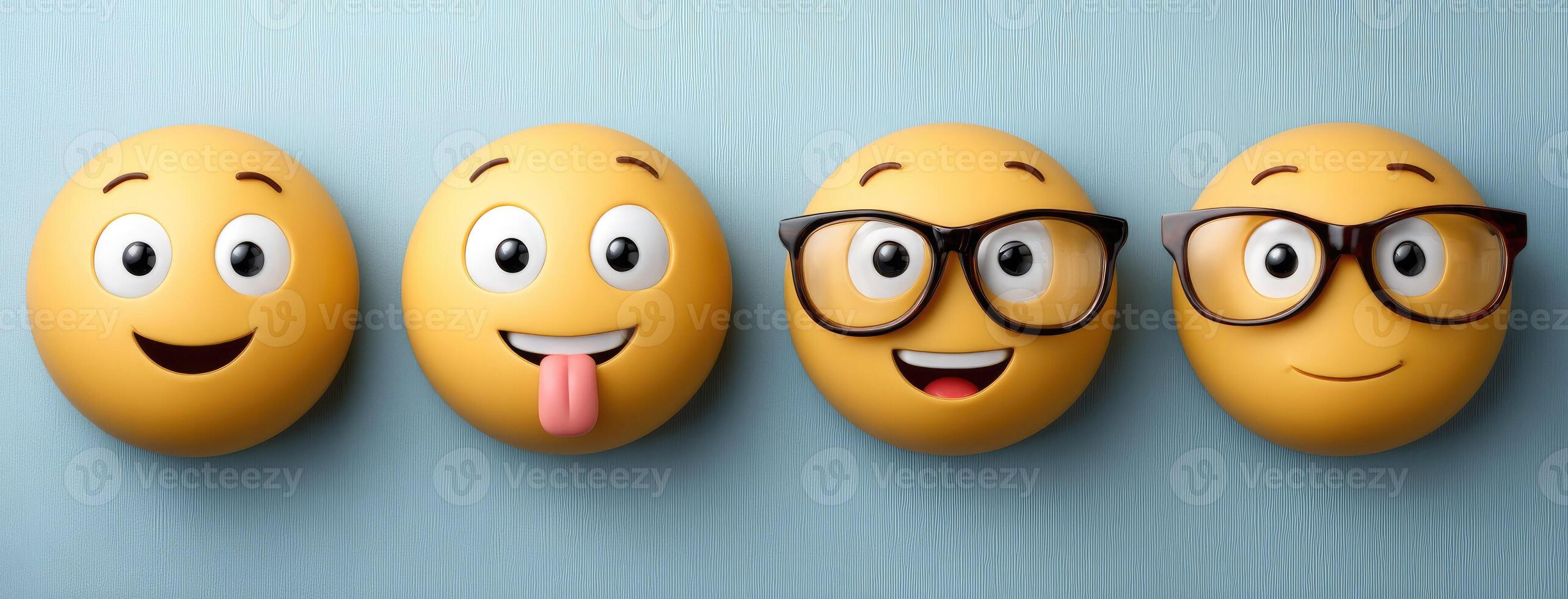Four emoticions with different expressions photo