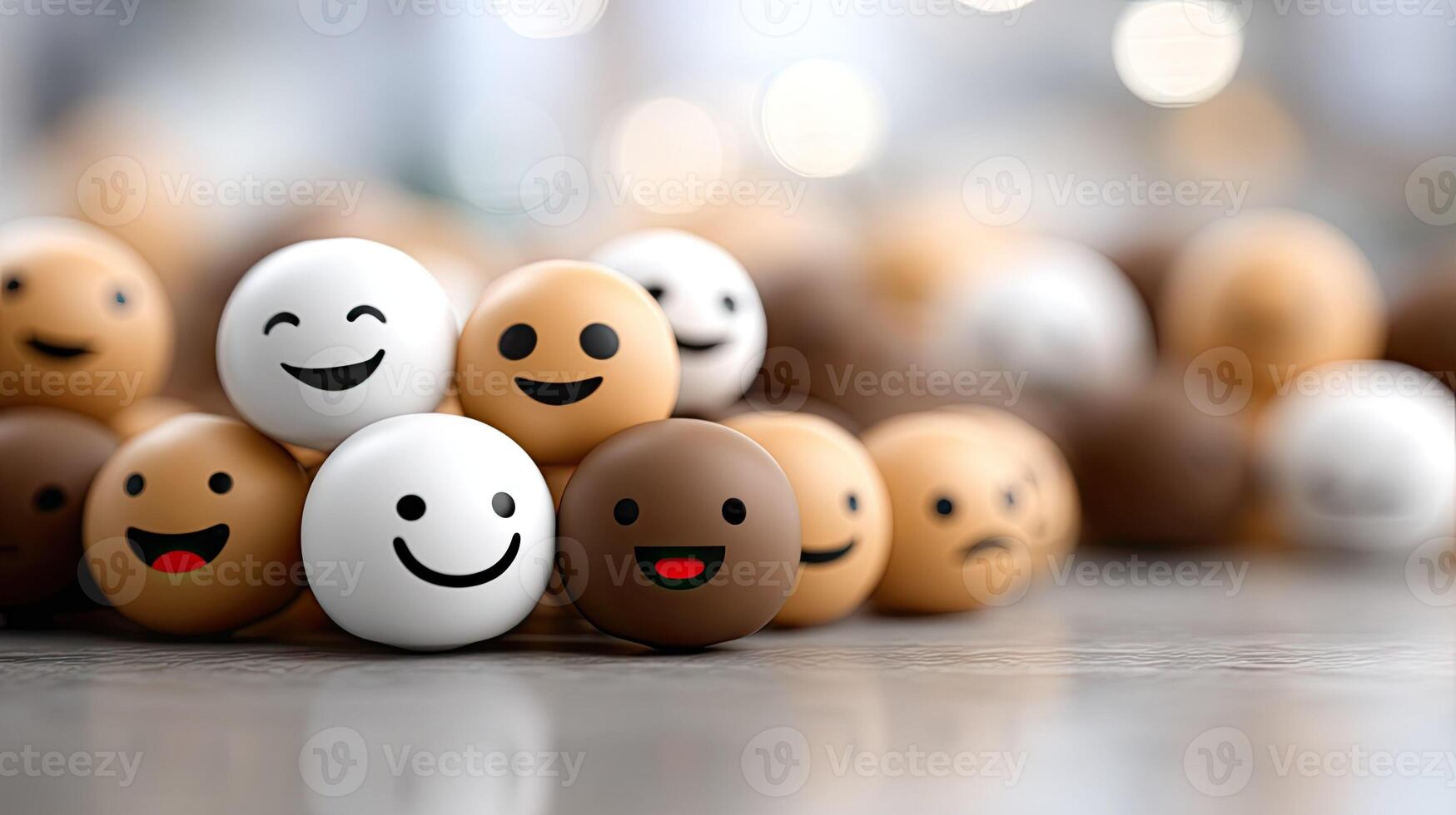 Many eggs with faces of different colors photo