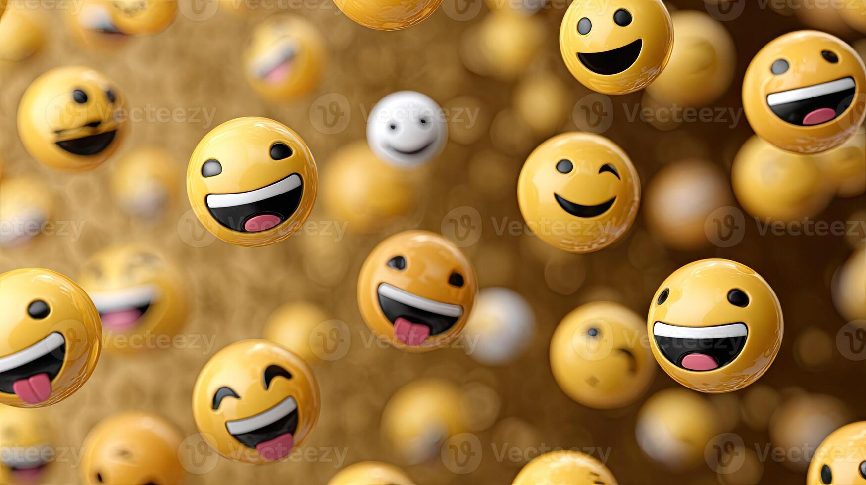 Many yellow emoticions are flying in the air photo