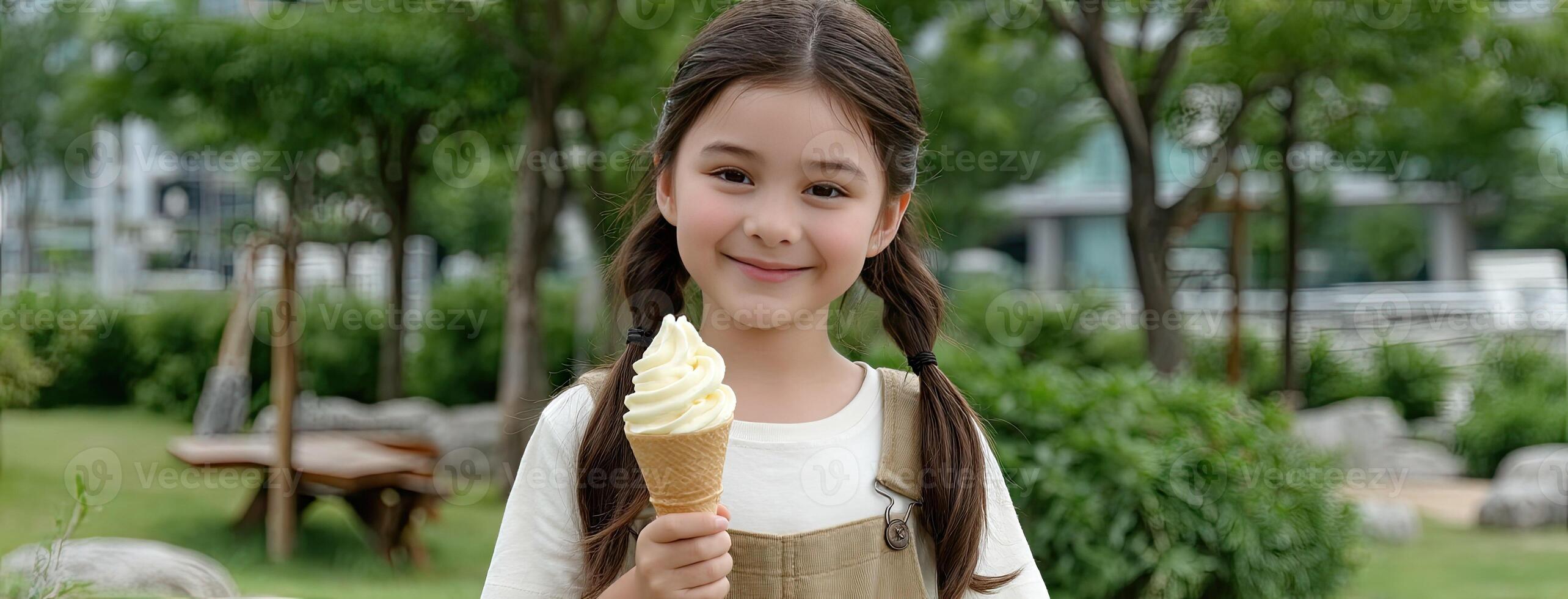 A young girl holding an ice cream cone photo