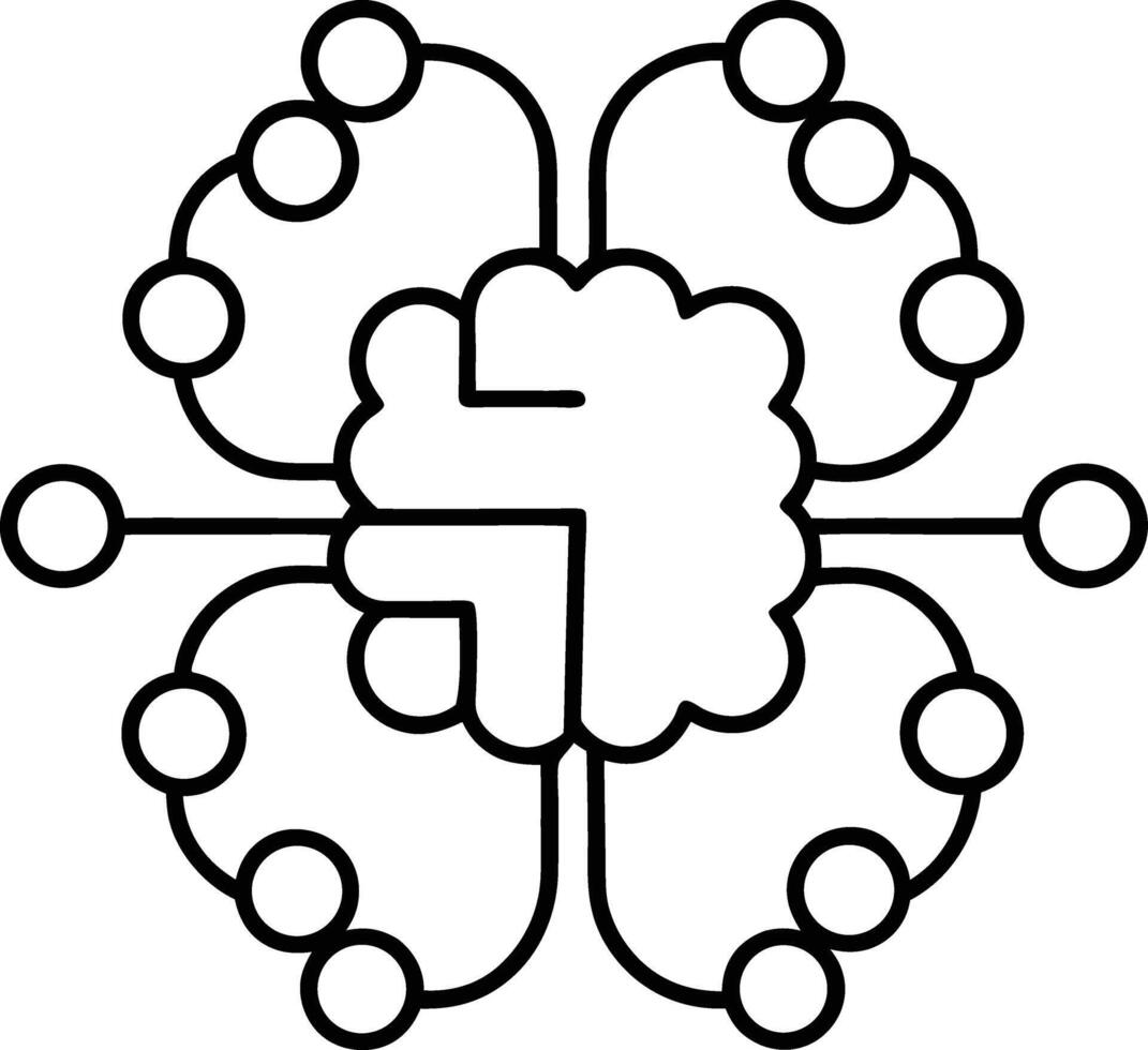 AI Brain Chip Icon Line Art Illustration for Digital Innovation and Smart Computing vector