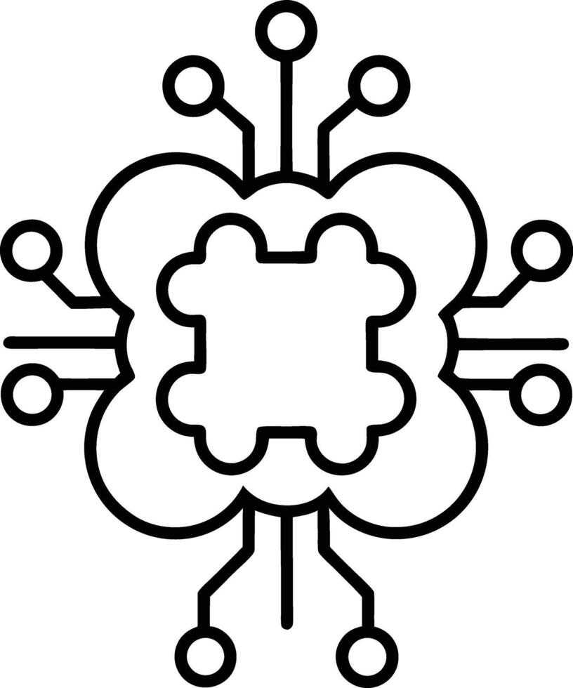 Illustration of AI Brain Chip Line Art for Modern Computing and Neural Networks vector