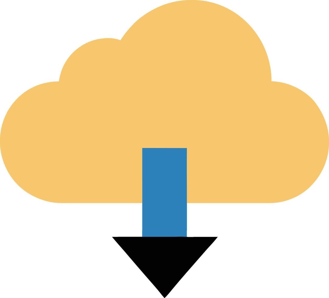 Cloud Download Icon Minimal Colored Flat Illustration for Data Retrieval vector