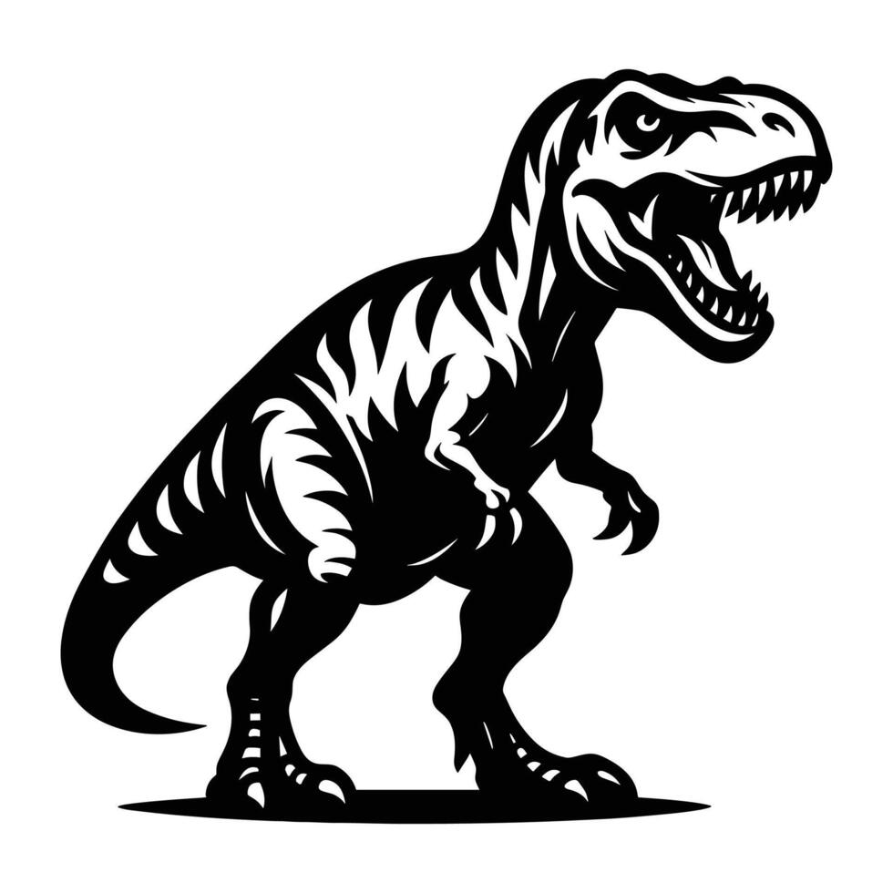 Jurassic T Rex Dinosaur Silhouette Design Perfect for Stickers, Prints vector