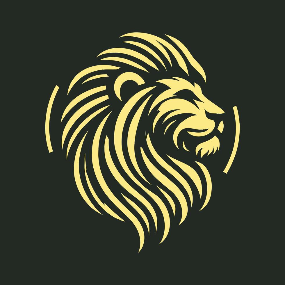 golden lion head logo design vector