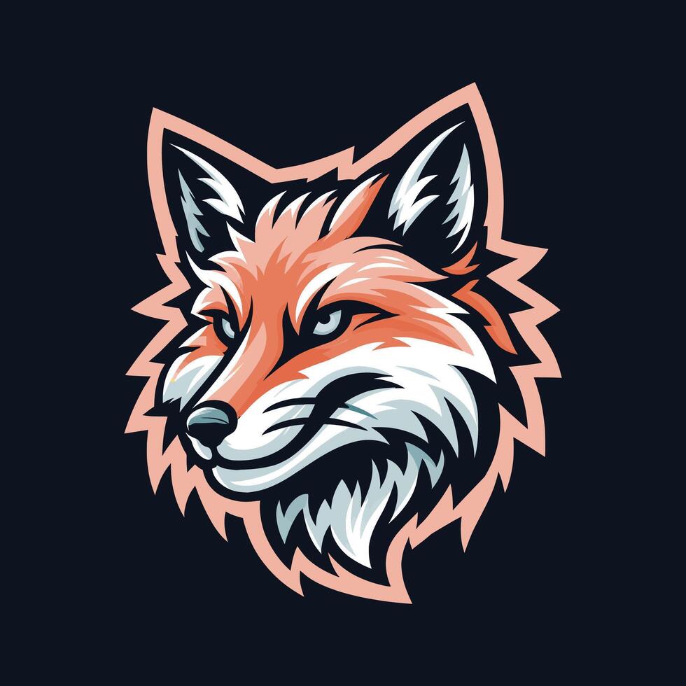 a fox head logo on a dark background vector